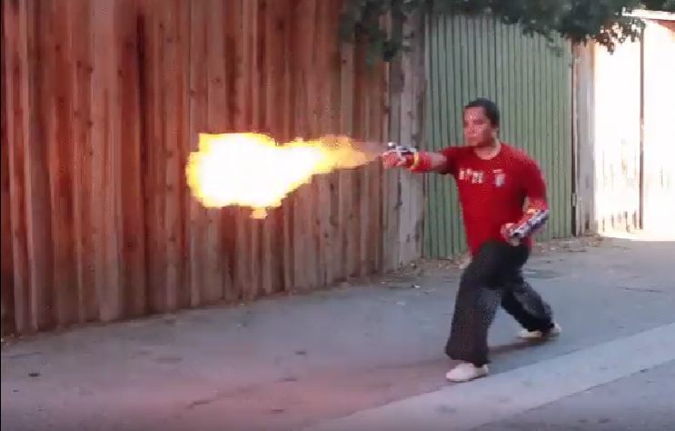 This Guy Created a Punch-Activated Flame Thrower!
