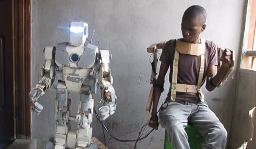 Kid From Africa Invents an Exoskeleton that Makes a Robot Mimic Your Movements